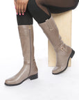 Gabi Grey Leather Riding Boots - Stylish and Versatile for Any Occasion