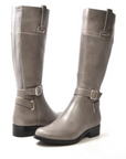 Gabi Grey Leather Riding Boots - Stylish and Versatile for Any Occasion